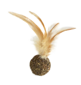 Natural Compressed Catnip-ball Toy with Feather for Cats